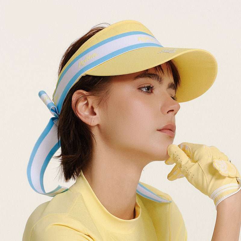 Keypote Women's Yellow Classic Golf Visor Side Profile with Golf Glove | Erthe Golf
