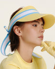 Keypote Women's Yellow Classic Golf Visor Side Profile with Golf Glove | Erthe Golf