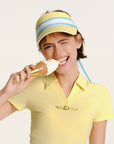 Keypote Women's Yellow Classic Golf Visor Lifestyle Shot on Model | Erthe Golf