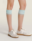 Keypote Women's Knee High Golf Sock Blue - close-up detail of blue trim band, Korean golf fashion accessory | Erthe Golf