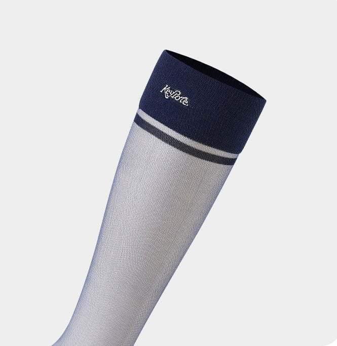 Keypote Women's Navy Blue Knee High Golf Sock - Logo Cuff Detail | Erthe Golf