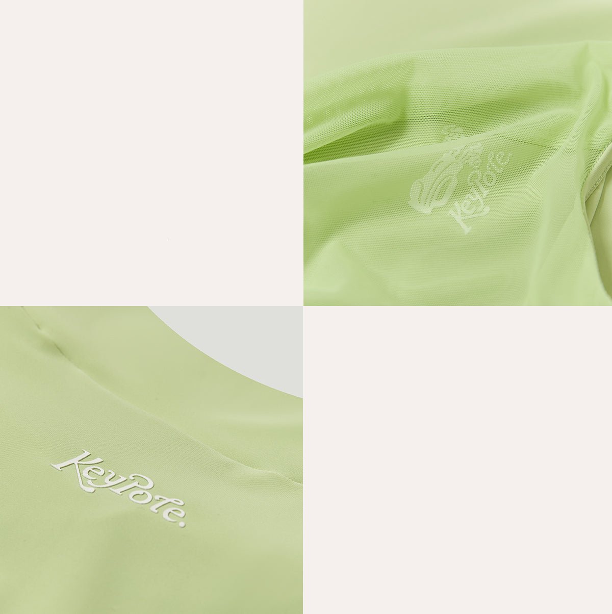 Keypote Women's mint green golf top fabric detail and logo close-up