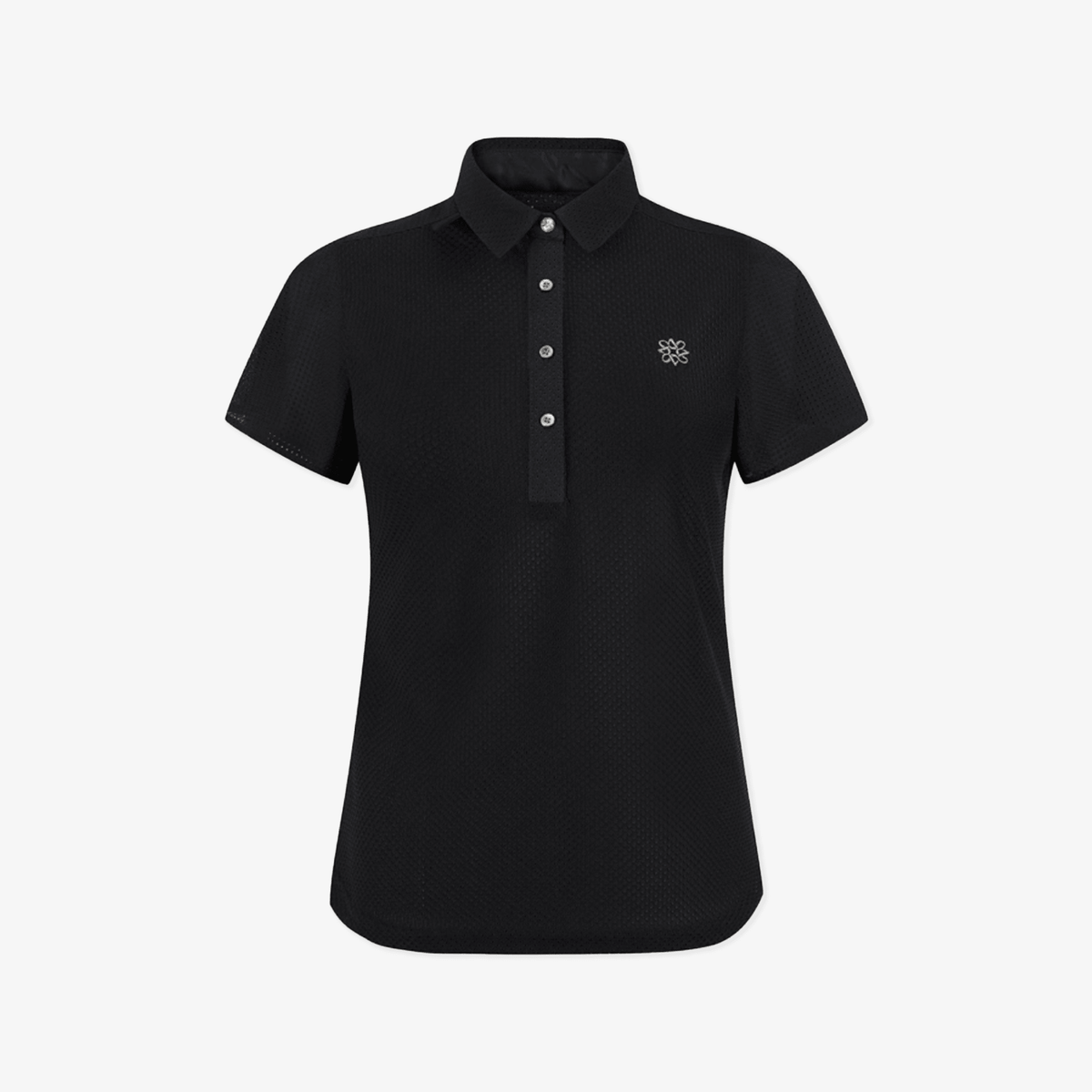 Women's Mesh Ruffle Polo - Black - Erthe Golf