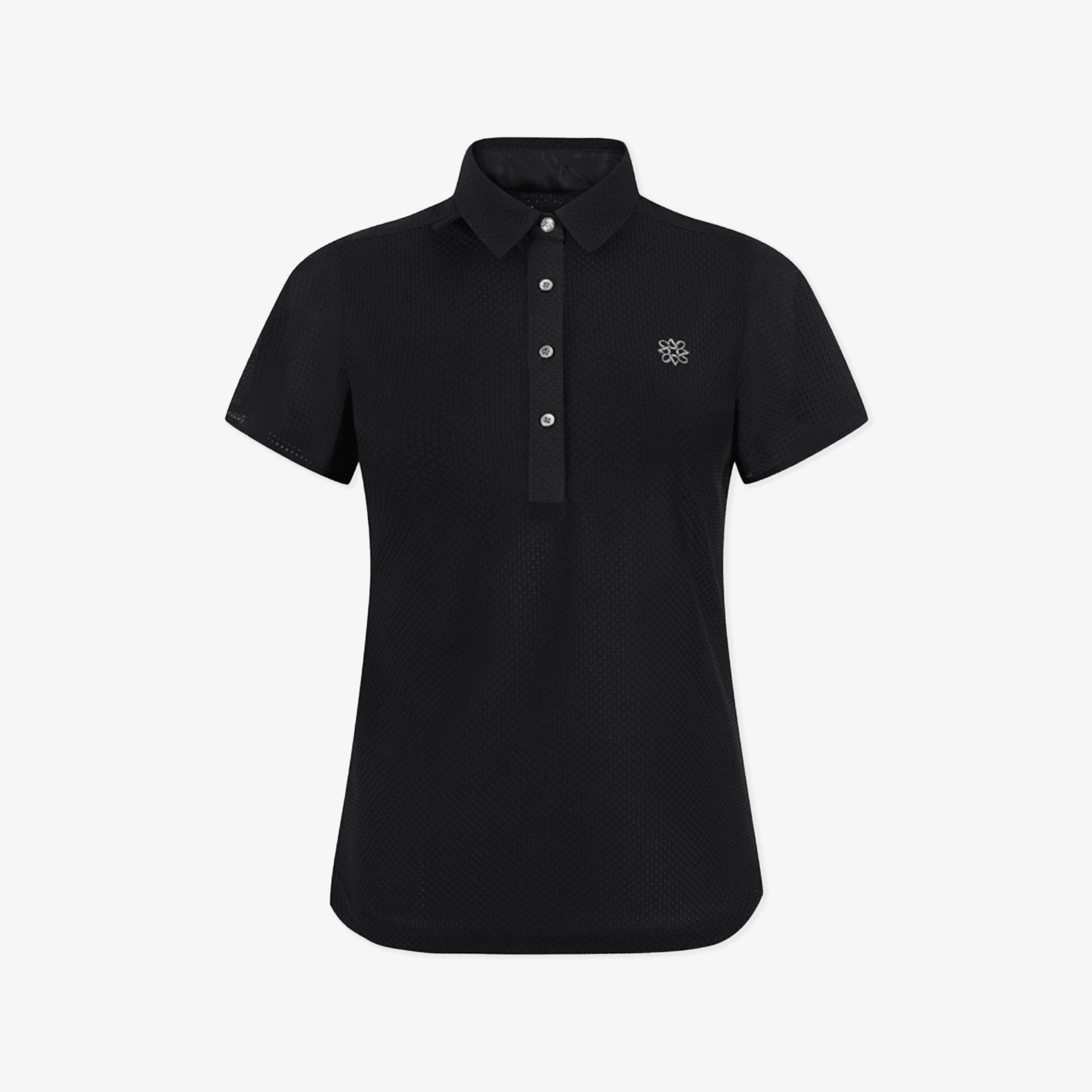 Women's Mesh Ruffle Polo - Black - Erthe Golf