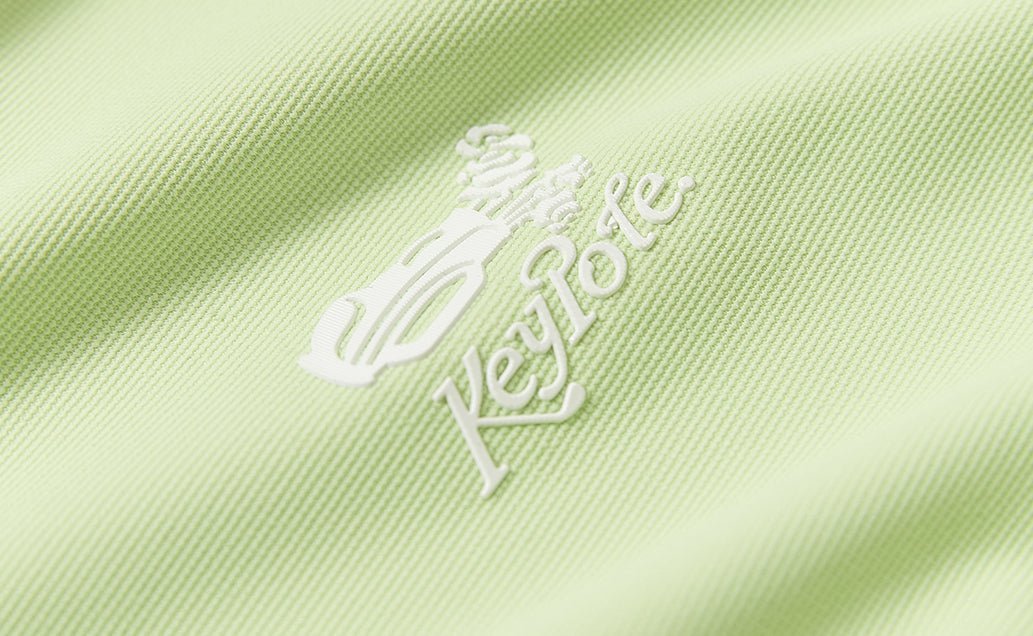 Keypote Women's premium mint green golf polo, textured fabric and logo macro