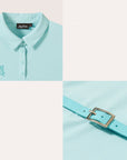 Keypote Women's Blue Sleeveless Golf Polo Logo and Belt Buckle Detail | Erthe Golf