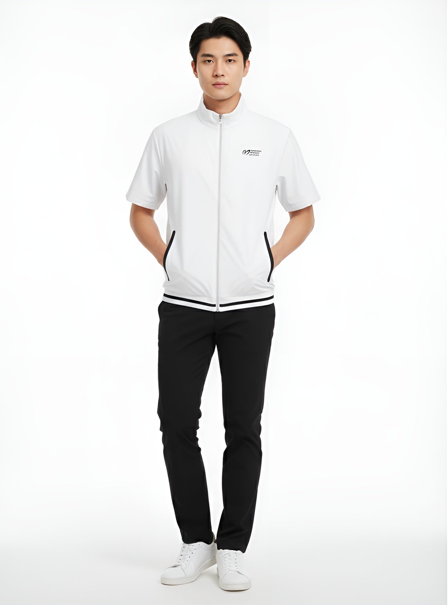 Master Bunny Edition Men's Zip Up Top - White - Erthe Golf