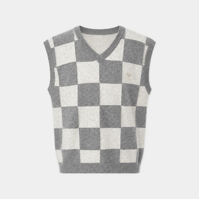 Men's Checkered Knit Vest - Melange Gray