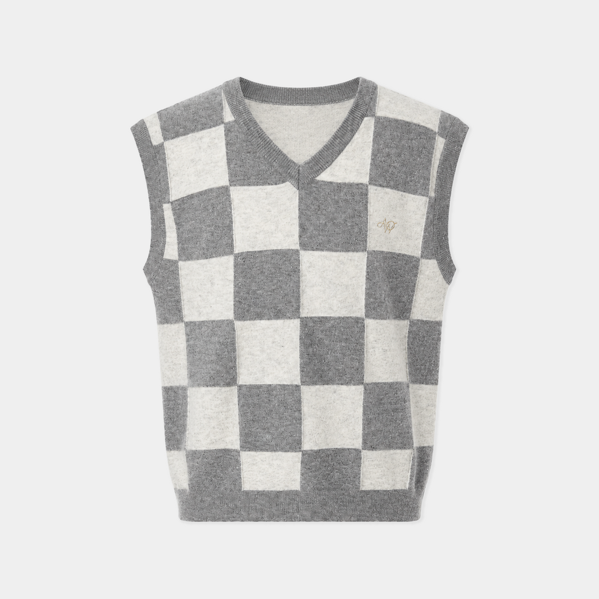 Men's Checkered Knit Vest - Melange Gray