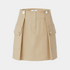 Beige skirt with button details on a light gray background