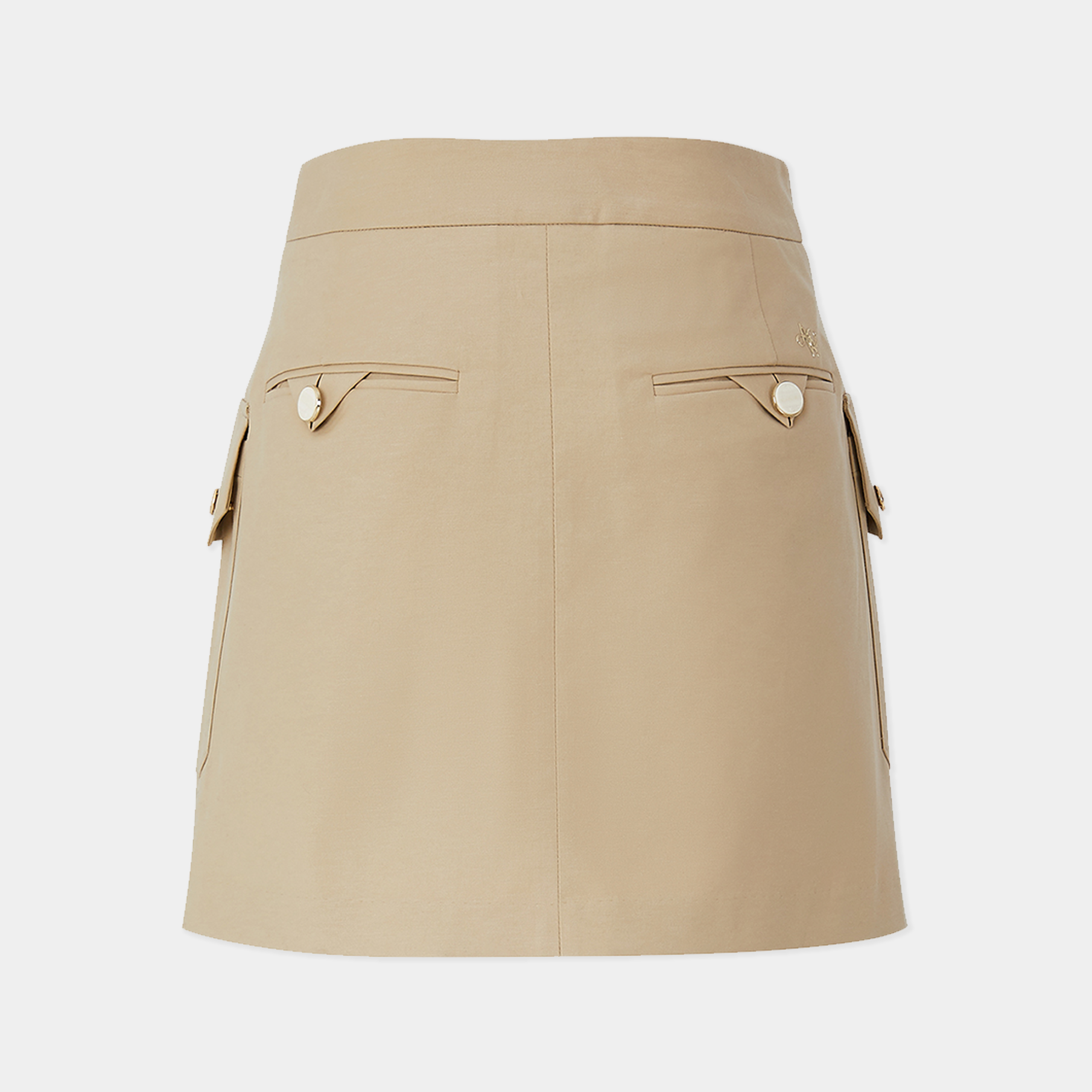 Beige skirt with button details on a white background