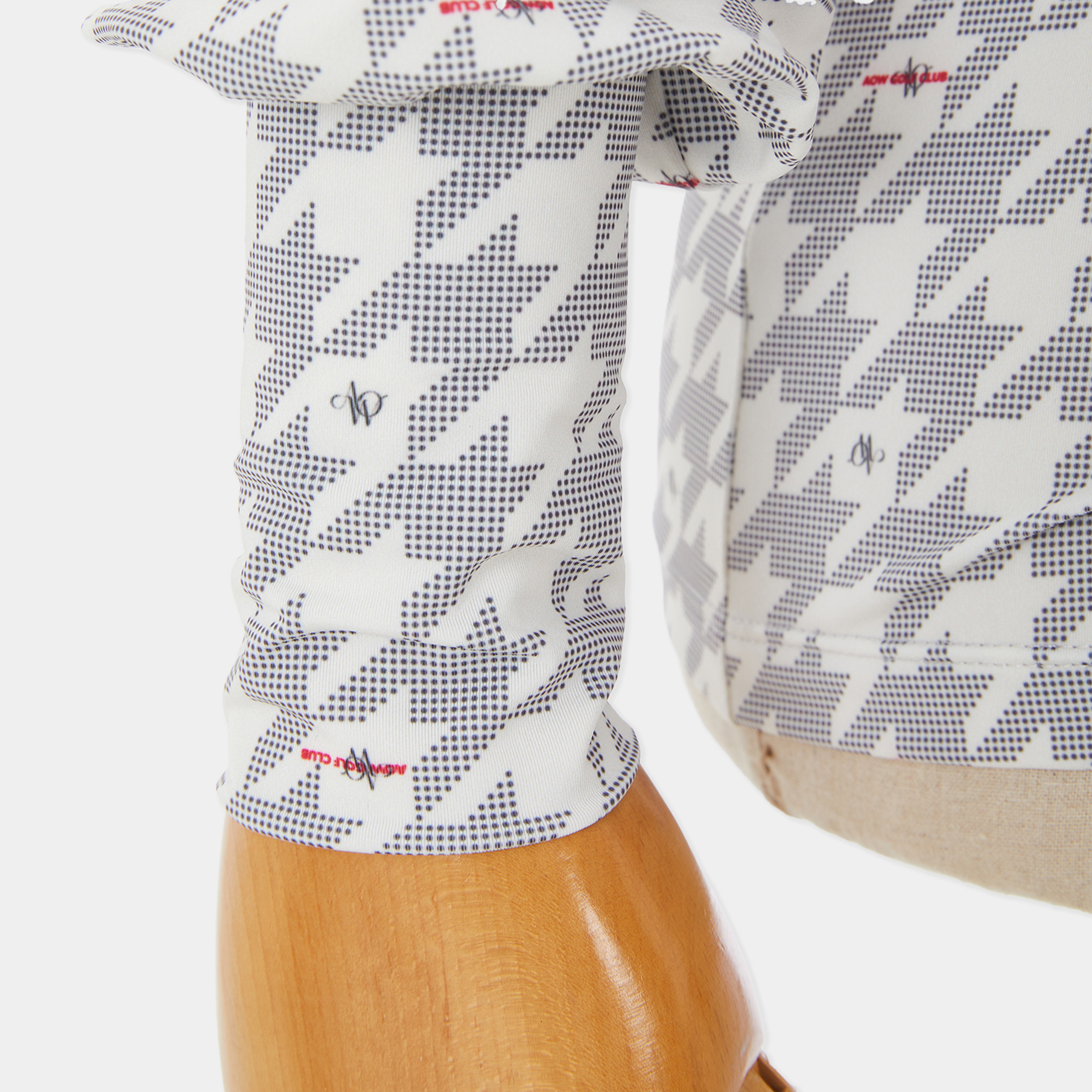 Patterned shirt on a mannequin with a white background