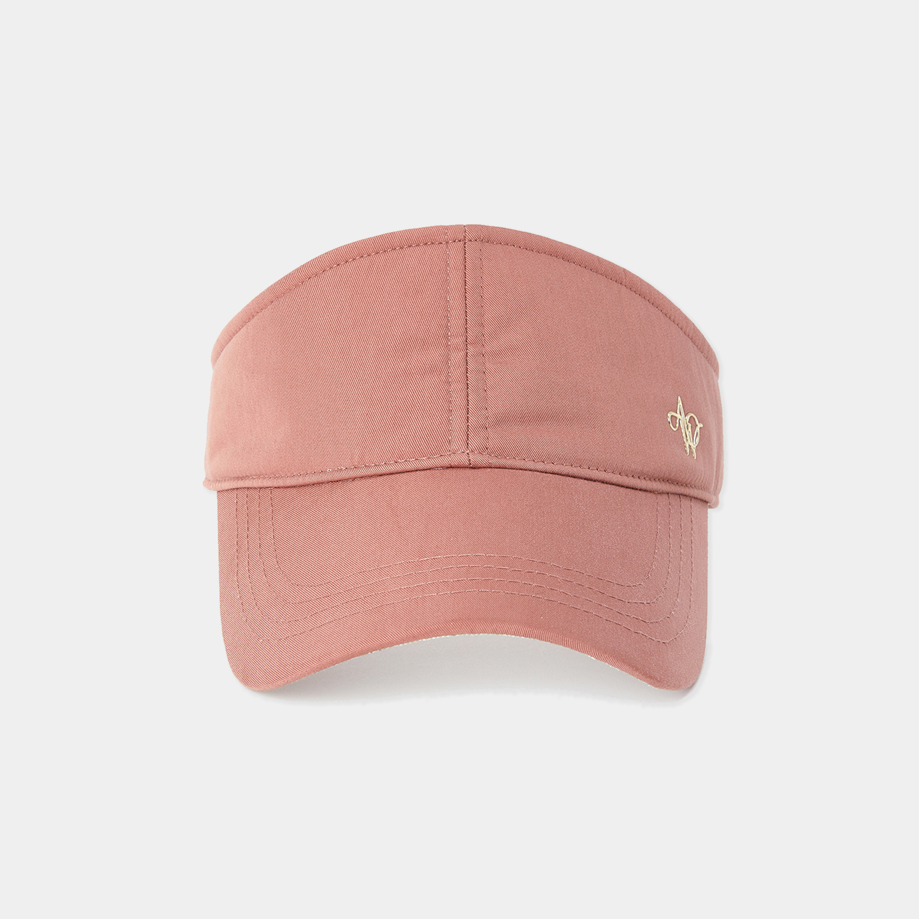 Pink visor cap with a logo on a white background