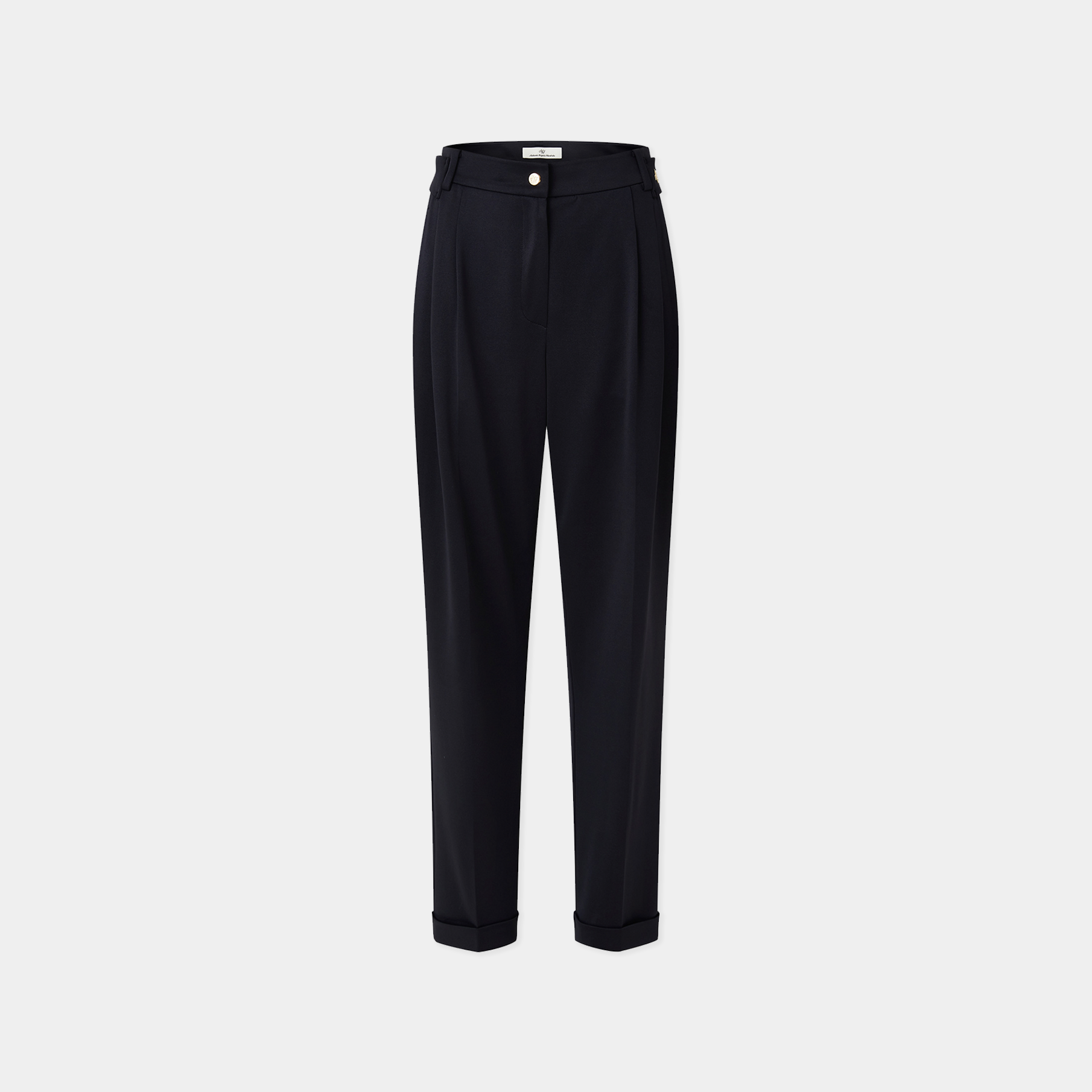 Black pants on a light gray background