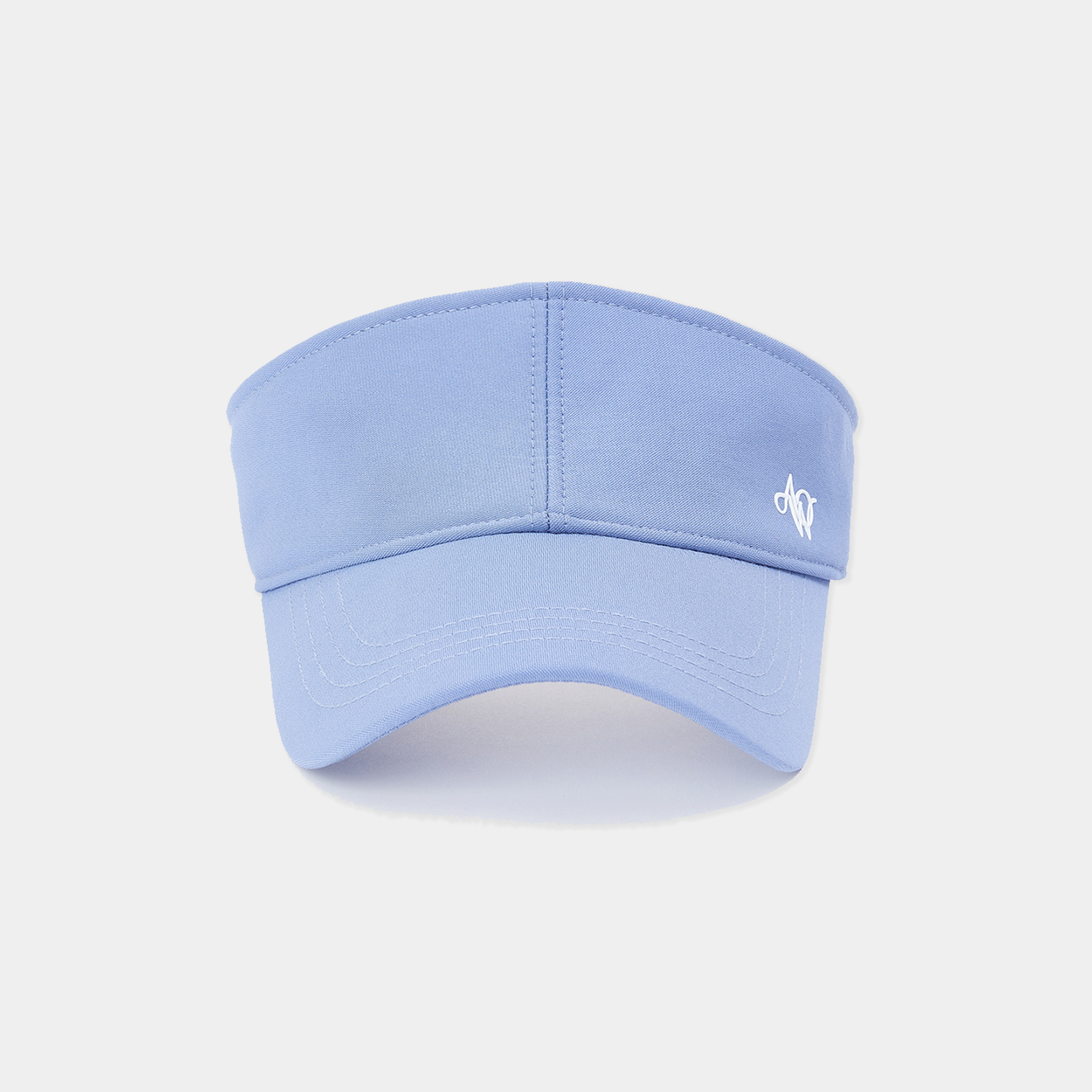 Light blue visor cap with a logo on a light gray background
