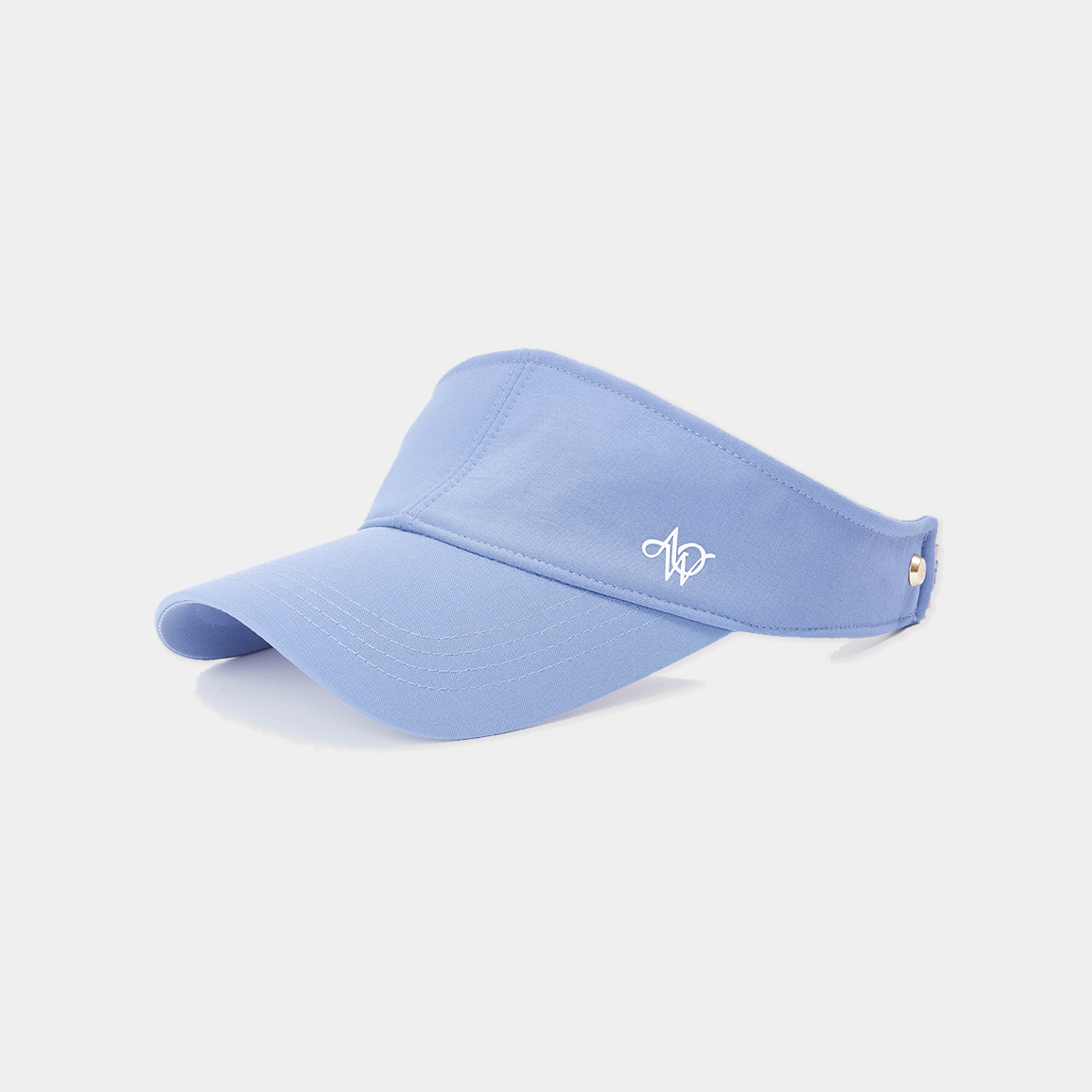 Light blue visor cap with a logo on a white background