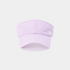 Lavender visor with a brand logo on a light gray background
