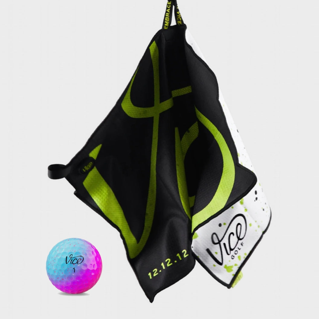 Vice Pro Air Cotton Candy Golf Balls + Lime Towel Bundle