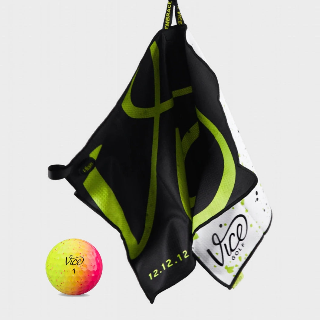 Vice Pro Neon Sunset Golf Balls + Lime Towel Bundle
