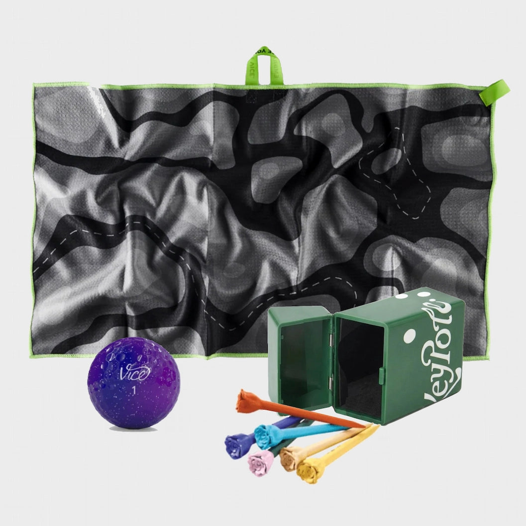Vice Pro Galaxy Golf Balls + Gray Towel + Rose Tees Bundle