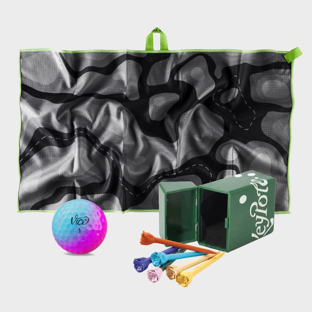 Vice Pro Air Cotton Candy Golf Balls + Gray Towel + Rose Tees Bundle