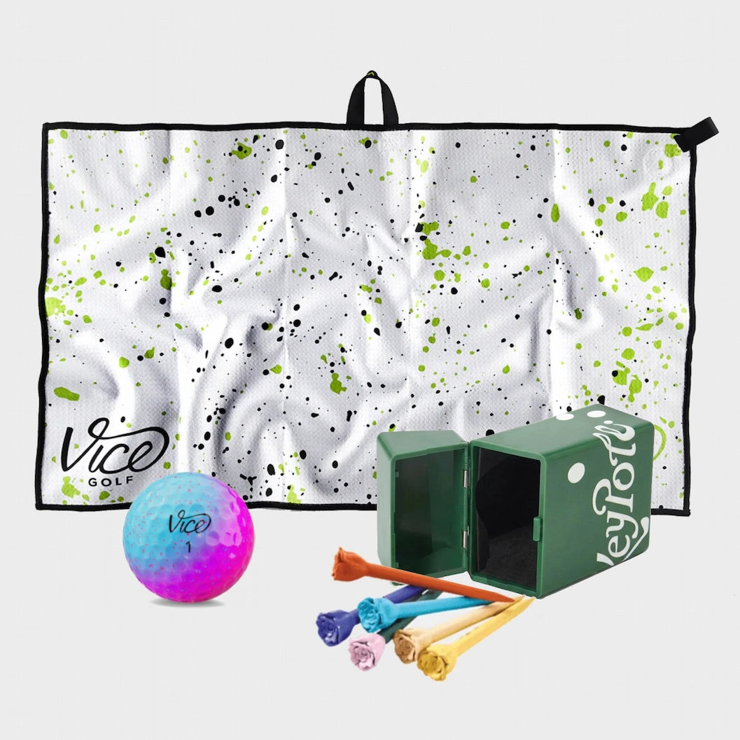 Vice Pro Air Cotton Candy Golf Balls + Lime Towel + Rose Tees Bundle