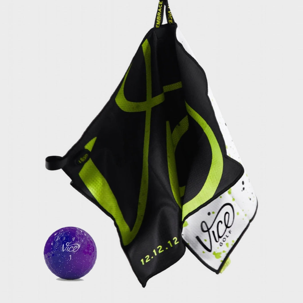 Vice Pro Galaxy Golf Balls + Lime Towel Bundle