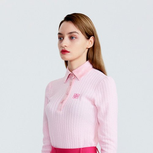 Cellty Pink Suede Collar Long Sleeve - Erthe Golf