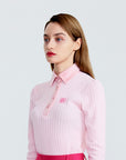 Cellty Pink Suede Collar Long Sleeve