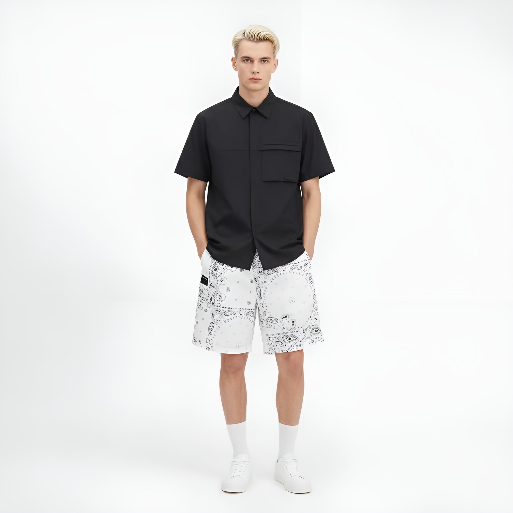 Golden Bear Men's Paisley Shorts - White - Erthe Golf