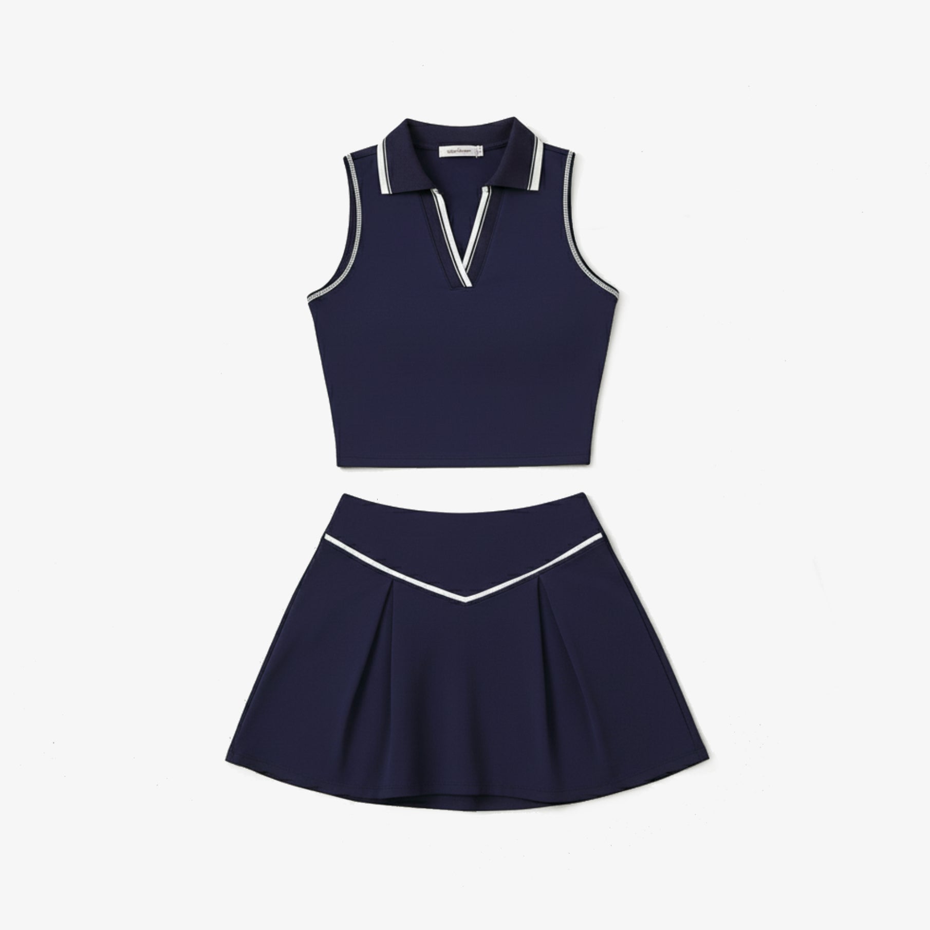 Women's Collared Skirt Set - Navy Blue - Erthe Golf