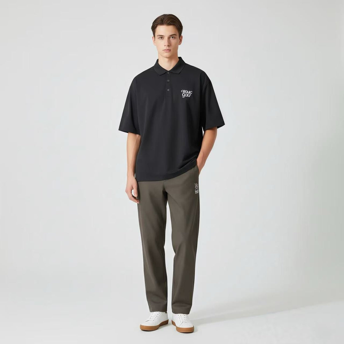 [WAAC x KAJIMURA] Men's Collar T-shirt - Black - Erthe Golf