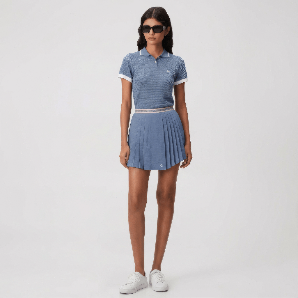 Women's Lightweight Pleated Skirt - Blue - Erthe Golf