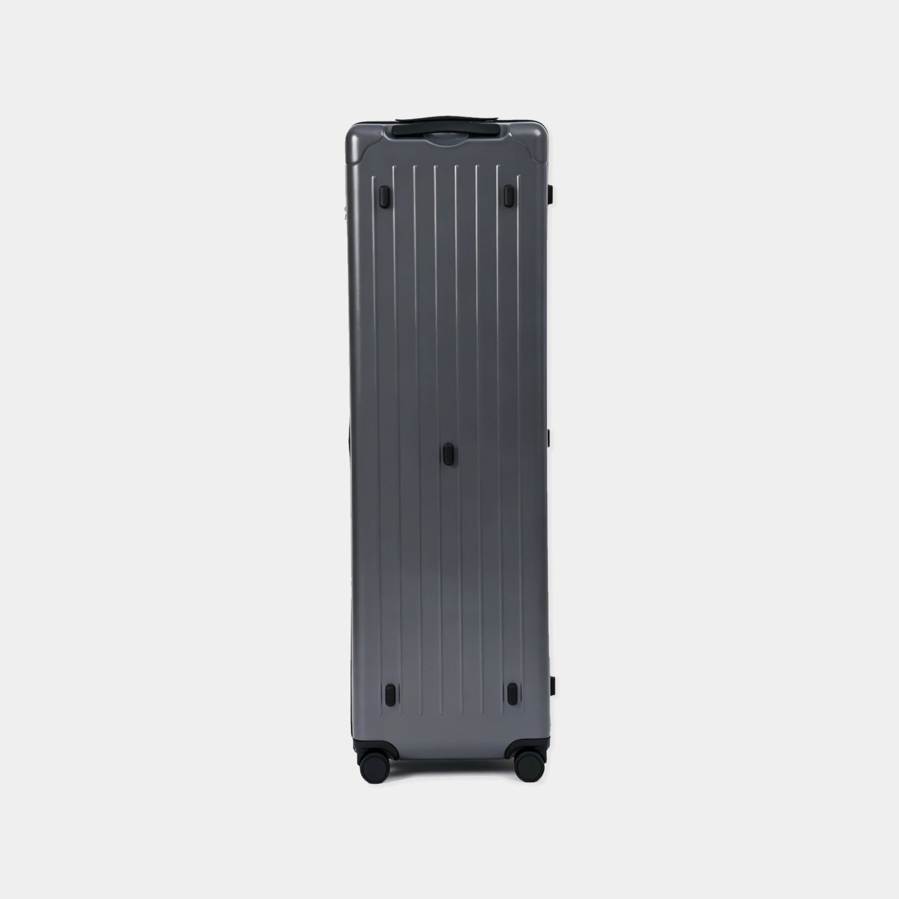 Gray suitcase on a light gray background