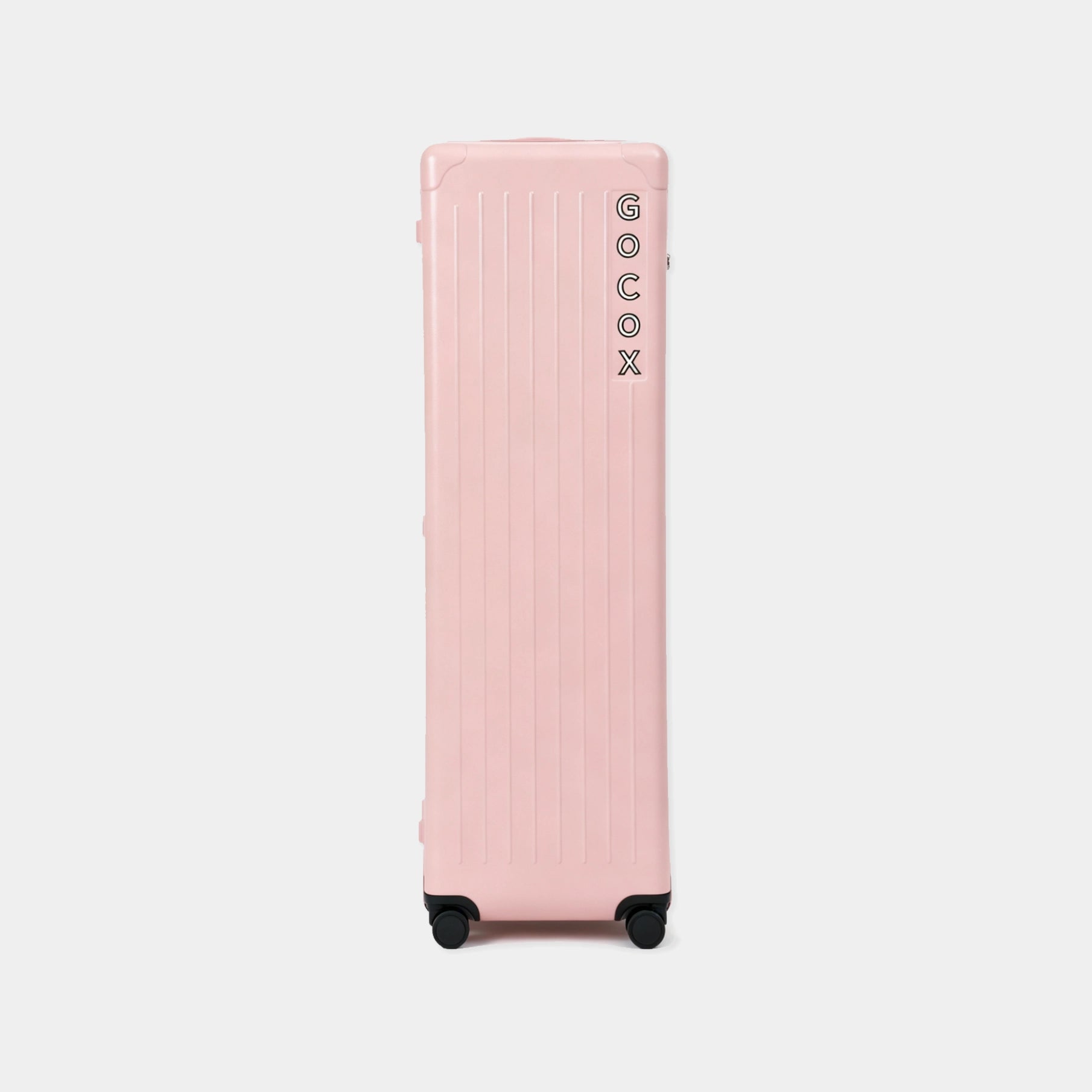 Pink suitcase with 'GOCOX' branding on a white background