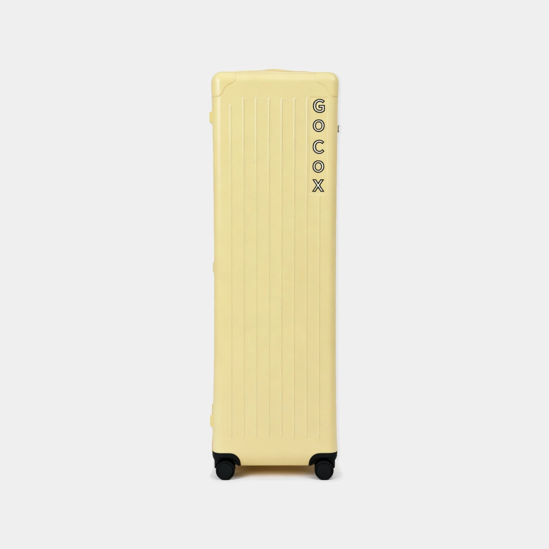 Yellow suitcase with 'GOCOX' branding on a white background
