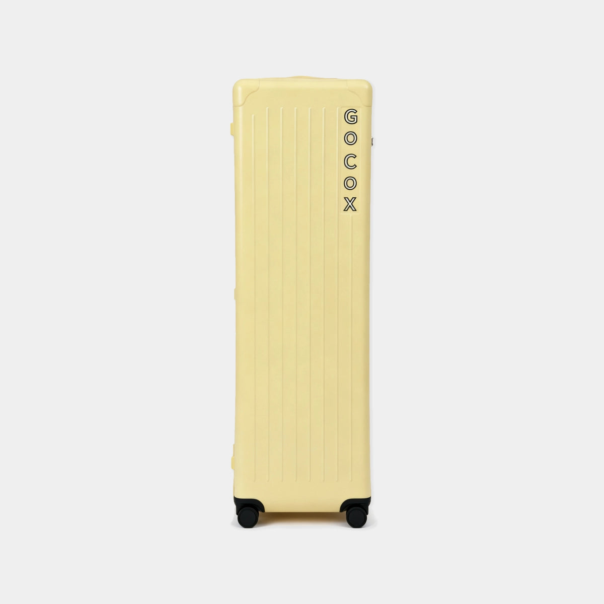 Yellow suitcase with 'GOCOX' branding on a white background