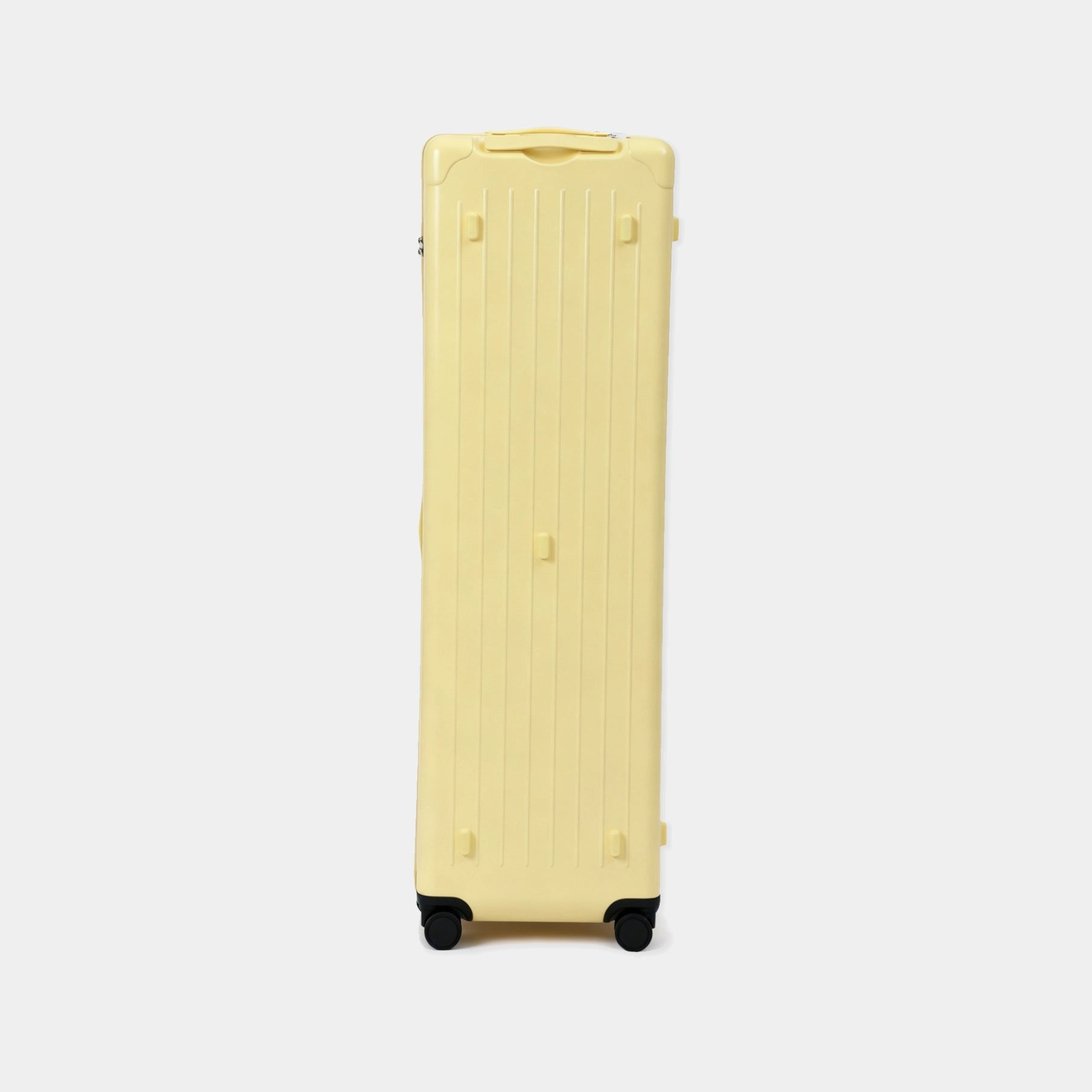 Yellow suitcase on a white background