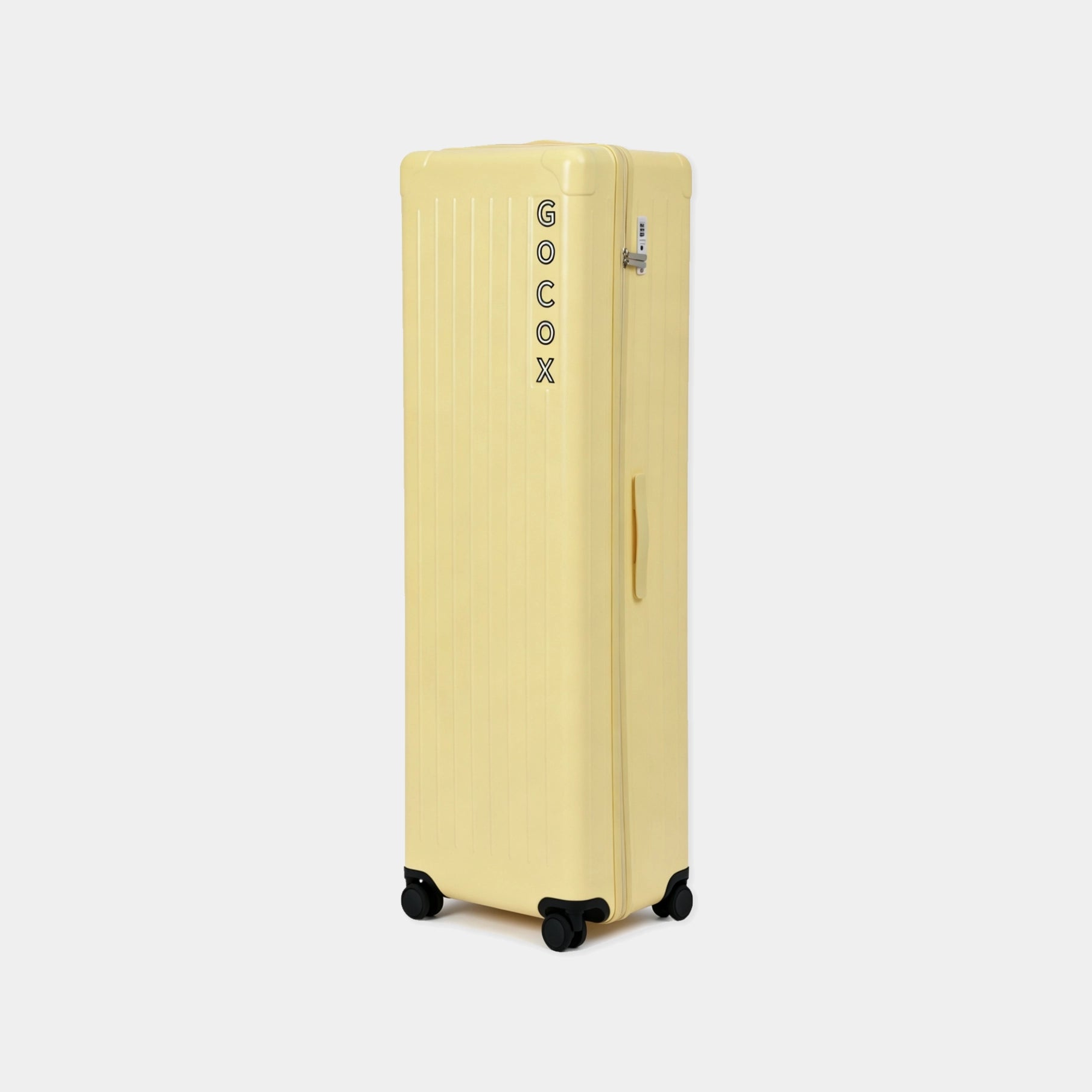 Yellow suitcase with 'GOCOX' branding on a white background