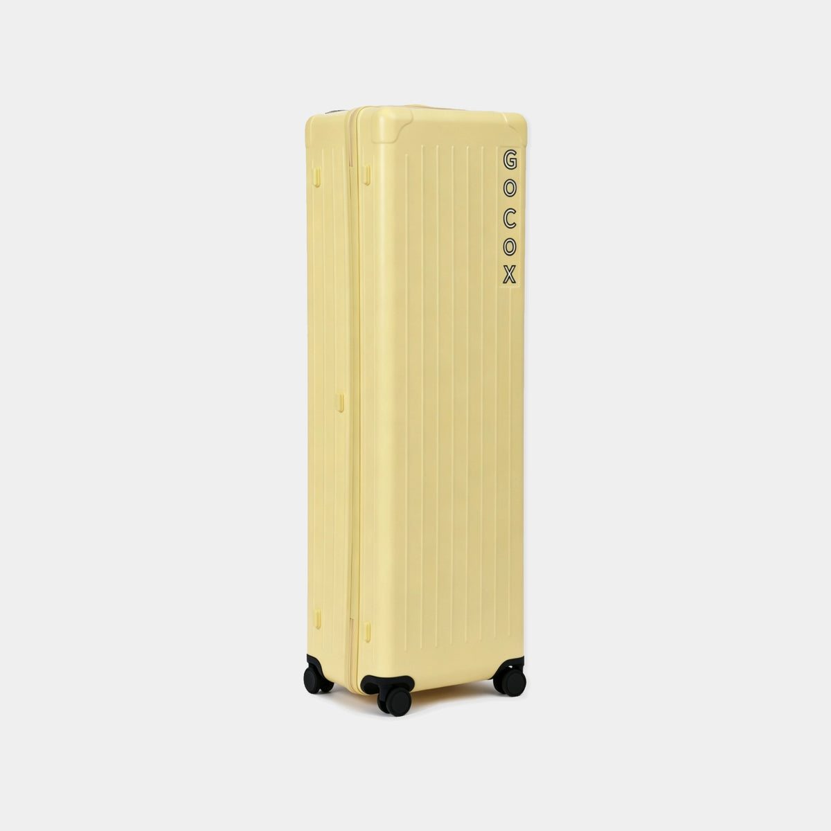 Yellow suitcase with 'GOCOX' branding on a white background