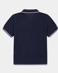Women's Border Embroidered Collar Sweater - Navy - Erthe Golf