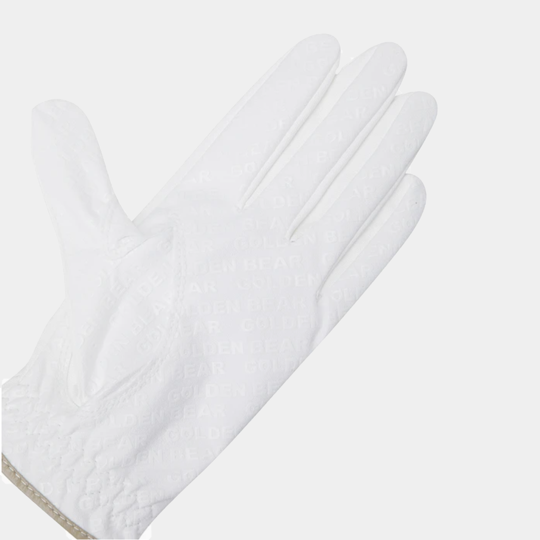 White gloves with a textured finish on a light gray background