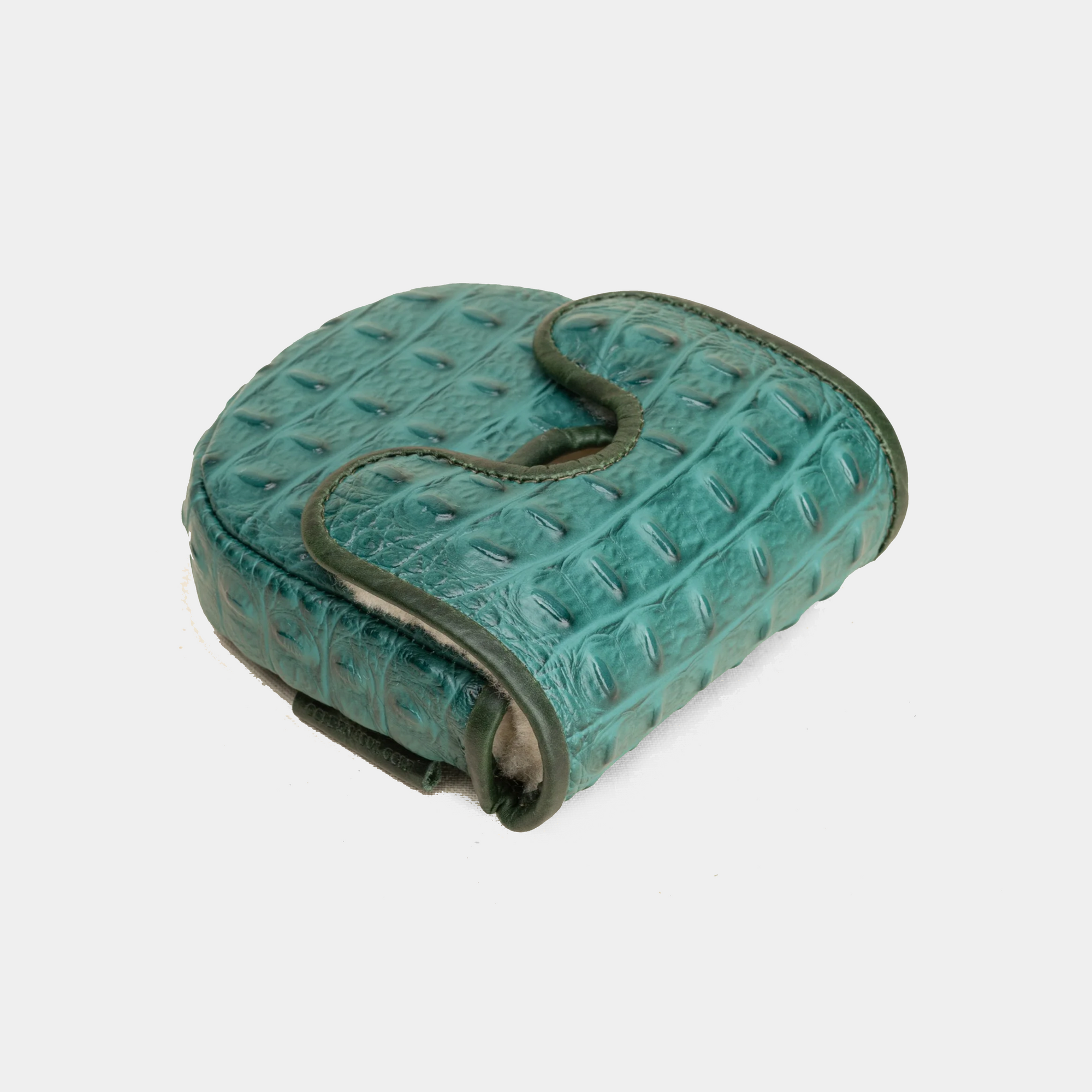 Teal-colored d3 putter cover with a textured pattern and soft interior on a white background