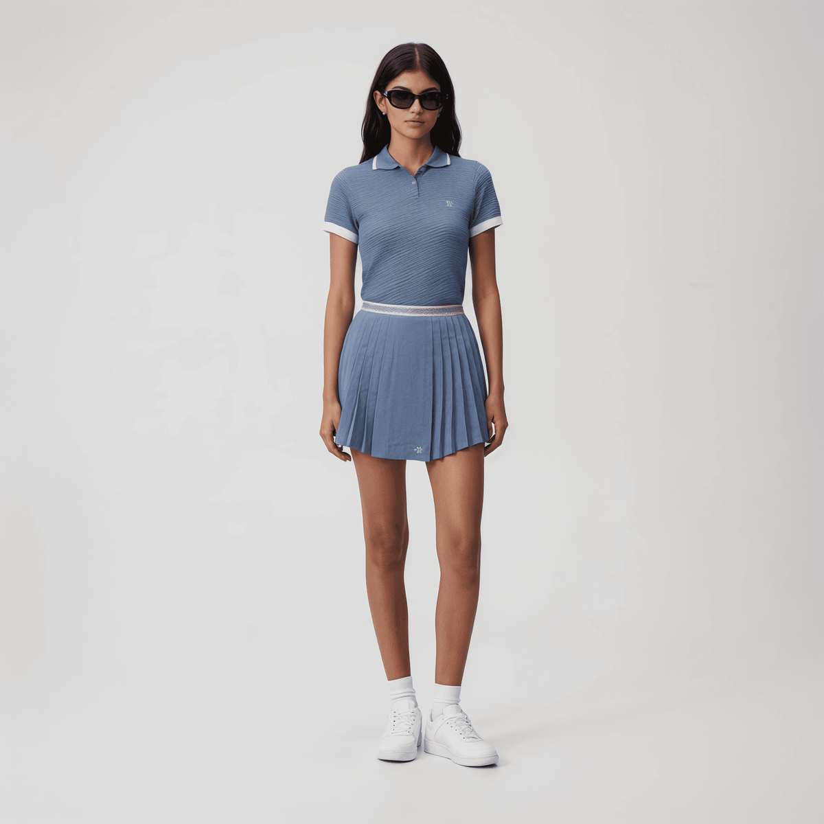 Women's Lightweight Pleated Skirt - Blue - Erthe Golf