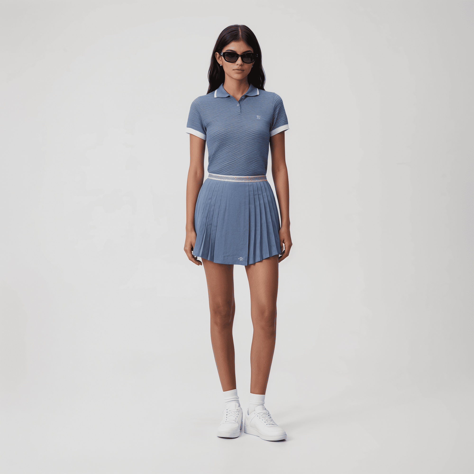 Women's Lightweight Pleated Skirt - Blue - Erthe Golf