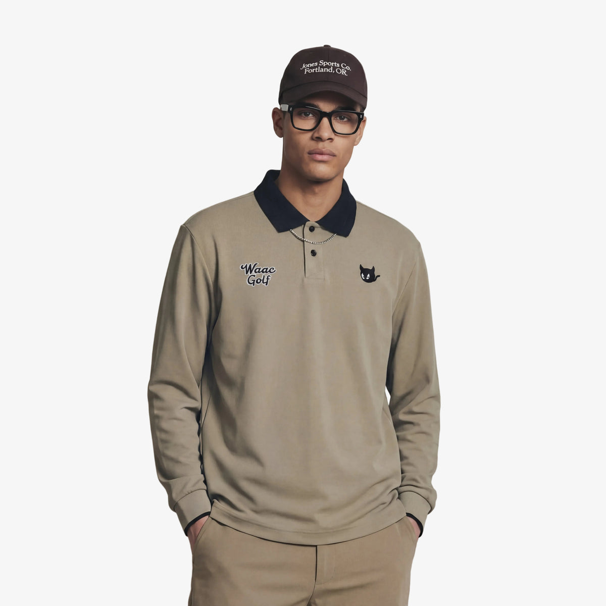 Men's Ribbed Collar Polo - Beige - Erthe Golf