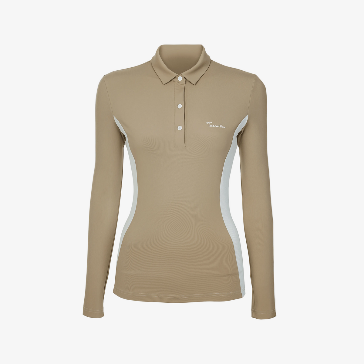 Women's Stretch Polo Long Sleeve - Khaki - Erthe Golf