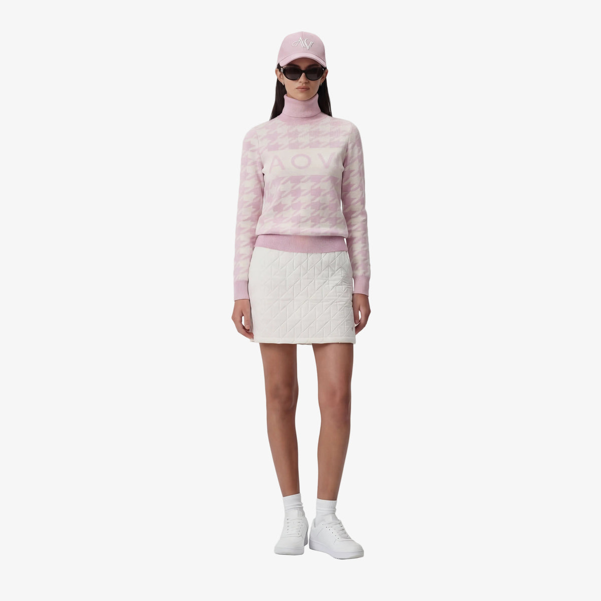 Women's Houndtooth Quilting Skirt - Cream - Erthe Golf