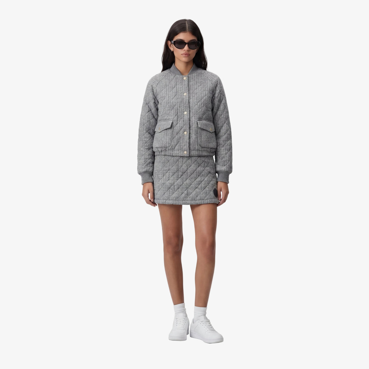 Women's Houndtooth Quilting Skirt - Gray - Erthe Golf