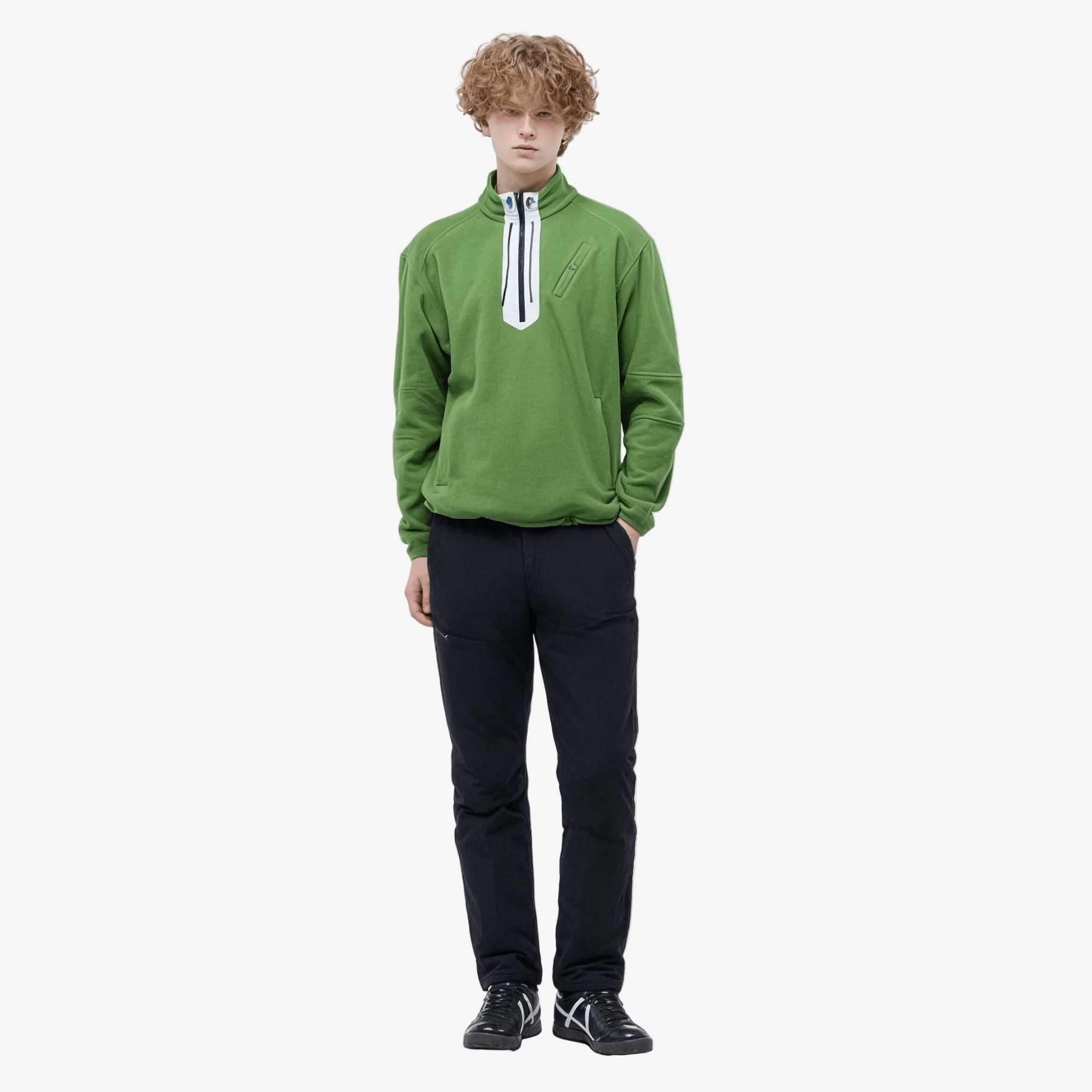 Men's Fleece Mockneck Pullover - green - Erthe Golf